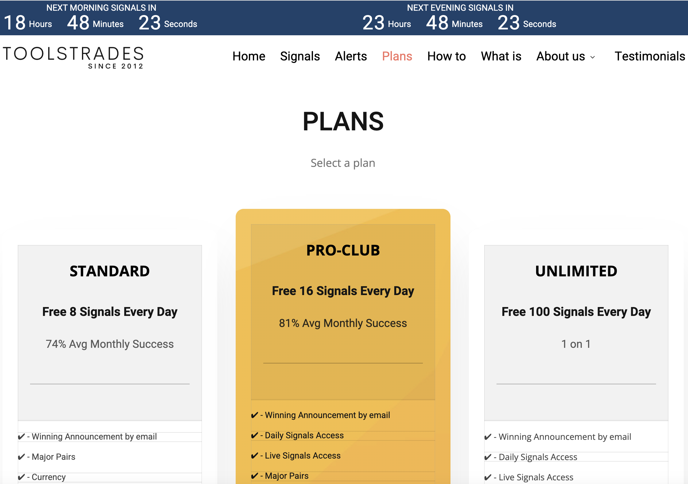 ToolsTrades Trading Signals Plans